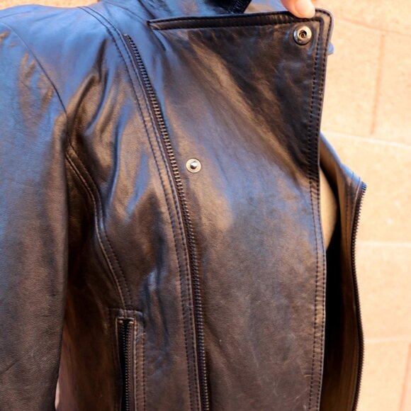 June Leather Jacket Black Size XS Motorcycle Style Cropped - Picture 8 of 16